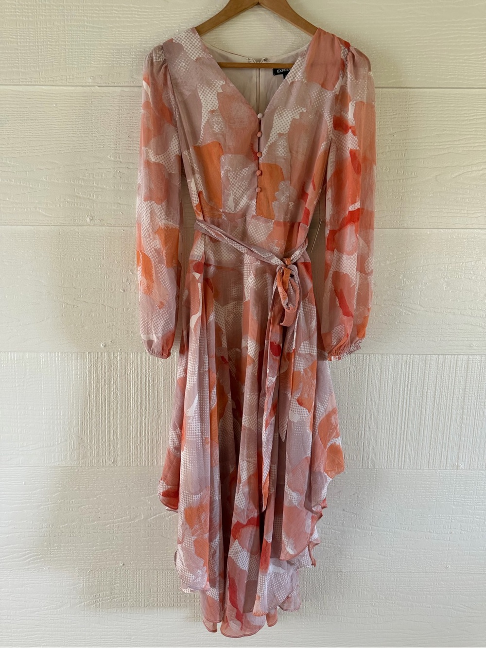 Express Floral Chiffon High-Low Midi Dress NWT Size Small